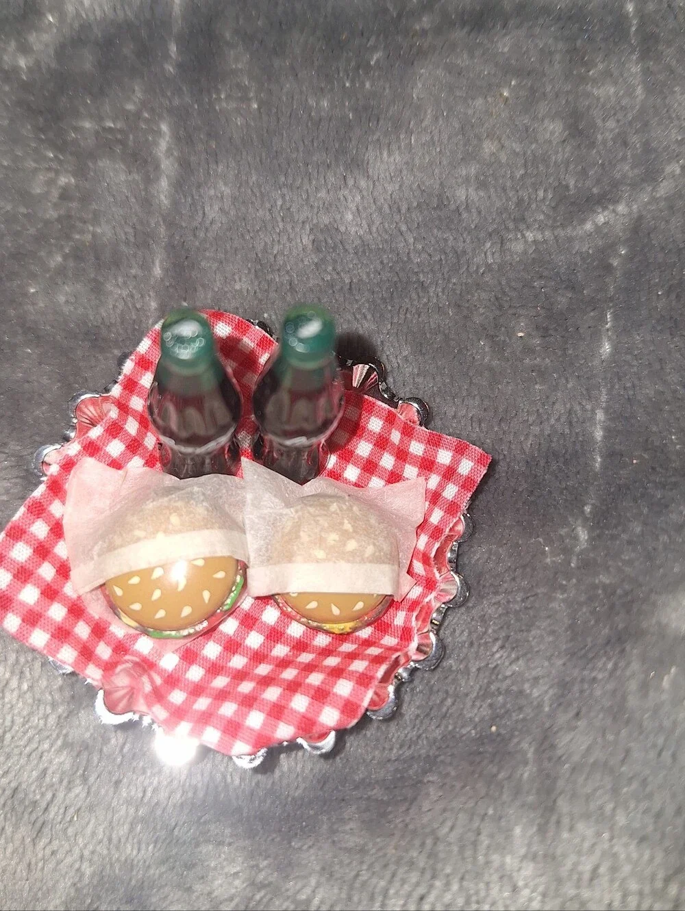 Vintage Minature Coke & Burgers~1998 Coca-Cola Car Hop Waitress Barbie~Dollhouse